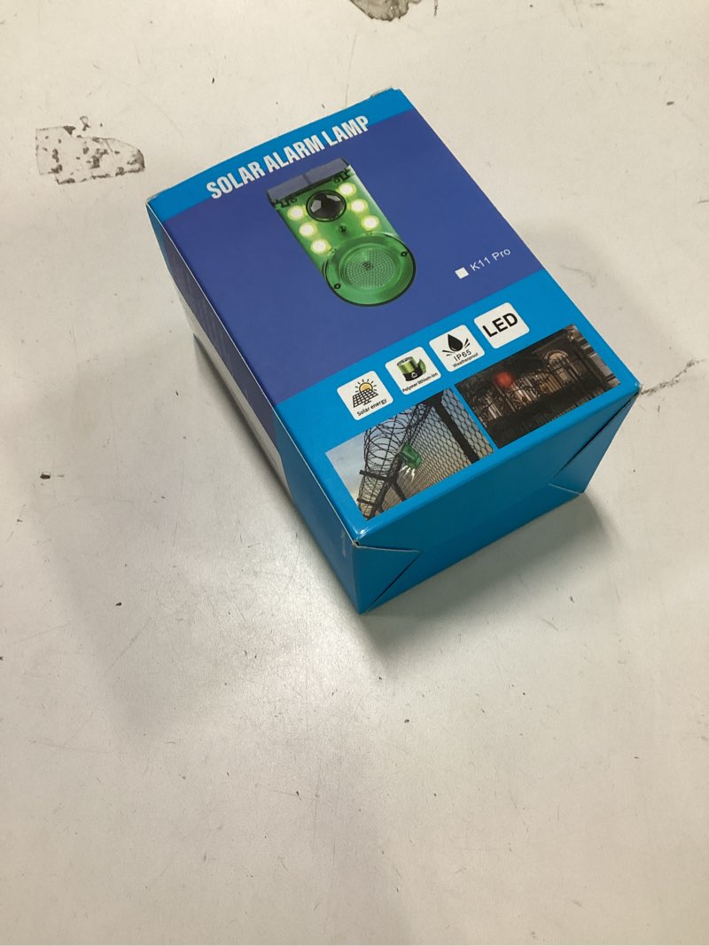 Condition photo showing New/Like New for Solar Outdoor Motion Sensor Alarm - Ultrasound & Alarms 129db Motion Detector Loud Noise Maker,Strobe Light,for Home, Villa,Yard,Chicken coop,Farm,Barn.4 Work Modes.Say Goodbye to The Intruders 1Pack 1Pcs