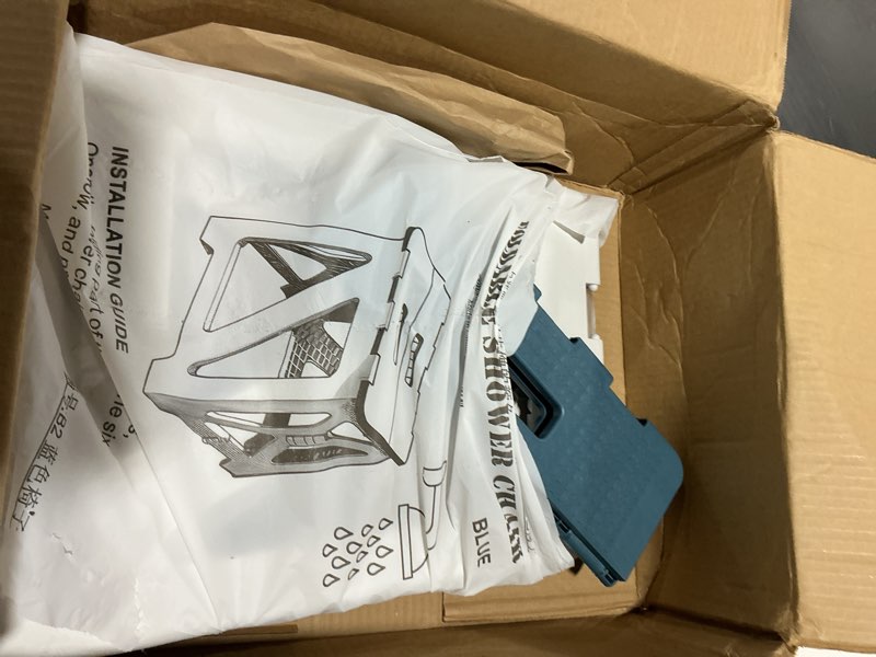 Condition photo showing Good Condition for foldable bath shower safety chair seat blue, foldable and anti-slip bench bathtub stool for elderly or seniors (foldable showerchair 15.7" h blue seat size 12.4" x 8.3“) foldable 15.7"h blue