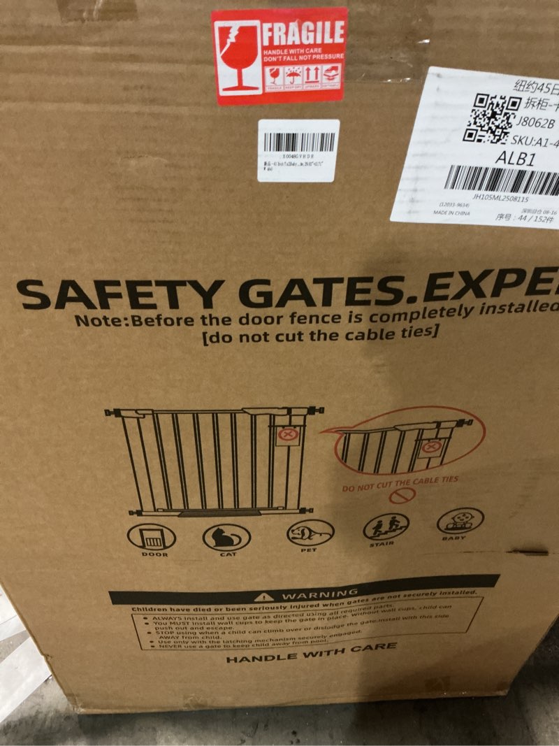 Condition photo showing Good Condition for 41 Inch Tall Baby Gate Auto Close Dog Gate Adjustable 29.92"-43.71" Wide Pressure Mounted Walk Through Swing Pet Gate for Doorways (White, 29.92"-43.71" Wide) White 29.92"-43.71" Wide