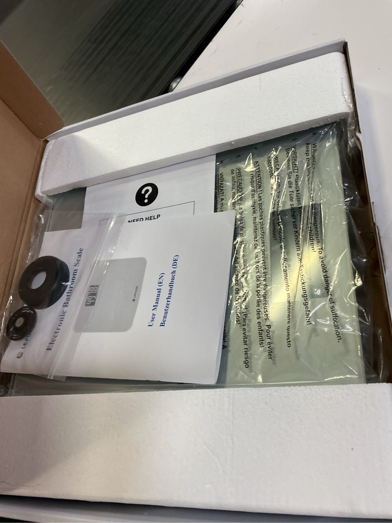 Condition photo showing New/Like New for lepulse 550lb bathroom digital scale for body weight bmi, extra wide platform high capacity large backlit display, most accurate bathroom scale up to 550 lbs weight scale with app, 8mm tempered glass s5 silver