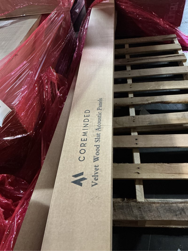 Condition photo showing New/Like New for Velvet-Covered Wood Slat Wall Panel – 4-Pack Wood Panels for Wall, Acoustic Panels for Interior Decor, Decorative Slat Paneling for Home, Office, Studio (Smoked Oak) 4pcs - 94x7.9 inches Smoked Oak