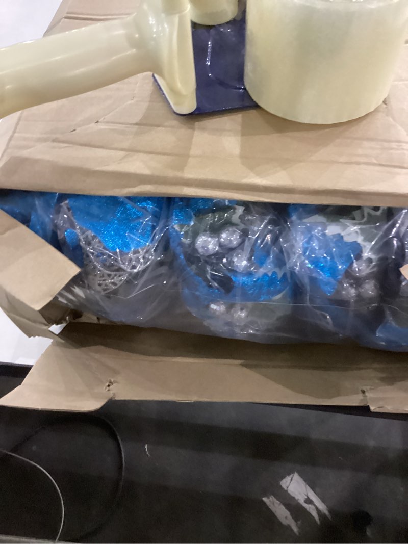 Condition photo showing New/Like New for 10 Set Poinsettia Garland with Lights - Bulk Prelit Artificial Poinsettia with Holly Leaves Berries Garland Decoration for Holiday Wedding Party Decor(Gold)