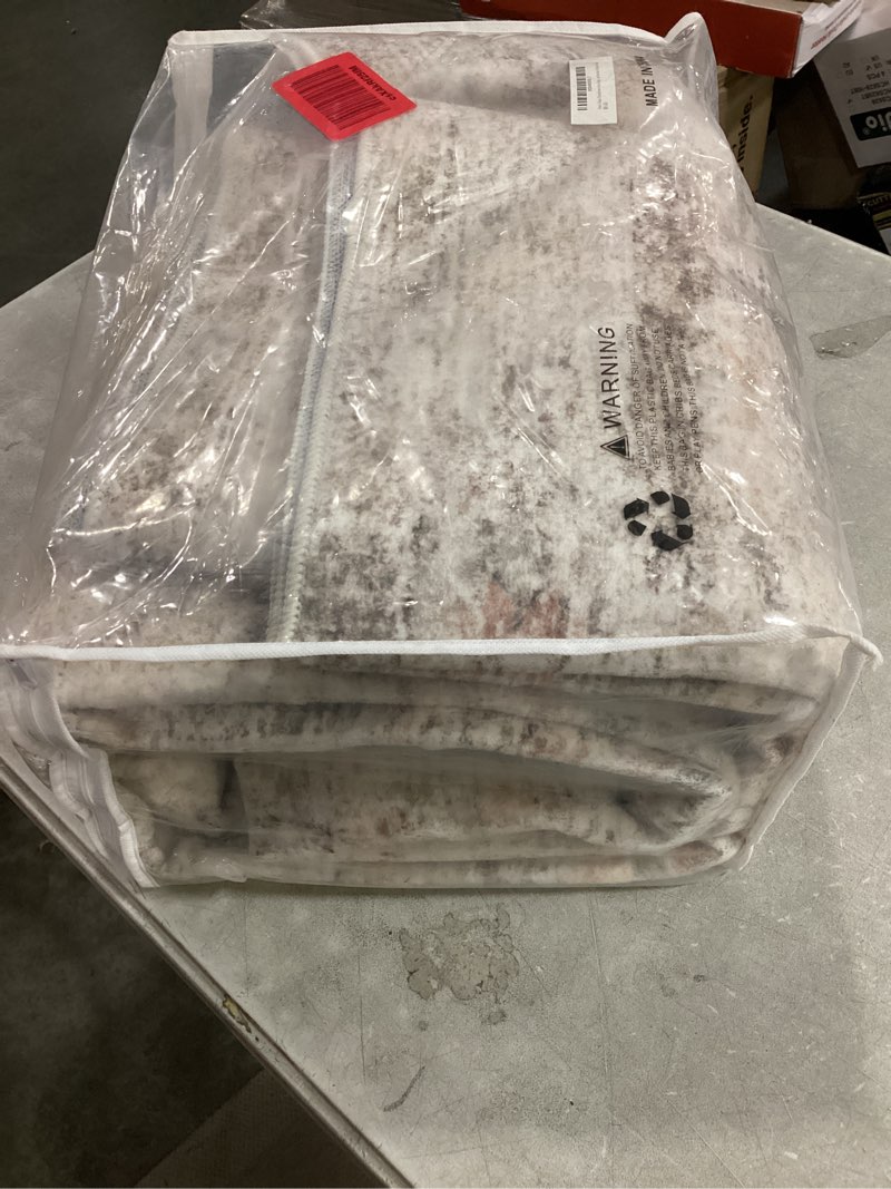 Condition photo showing Good Condition for hazo haus farmhouse area rugs for living room, 8x10 washable modern abstract rug for bedroom, dining room under table & home office, ultra-soft low pile design, stain resistant (beige & peach) 8' x 10' (rectangular) beige / brown / peach