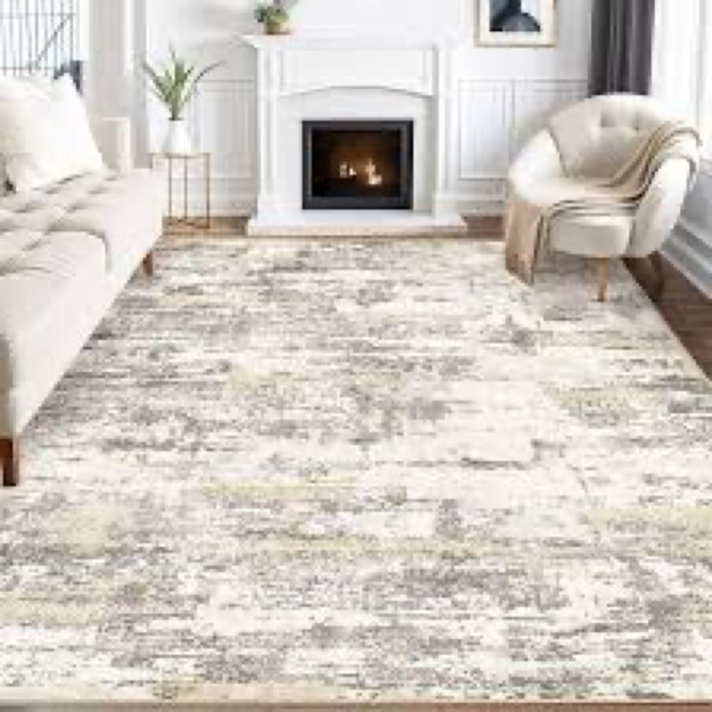 uesrugs 9x12 rug for living room : soft abstract washable non-slip durable rugs, neutral modern indo