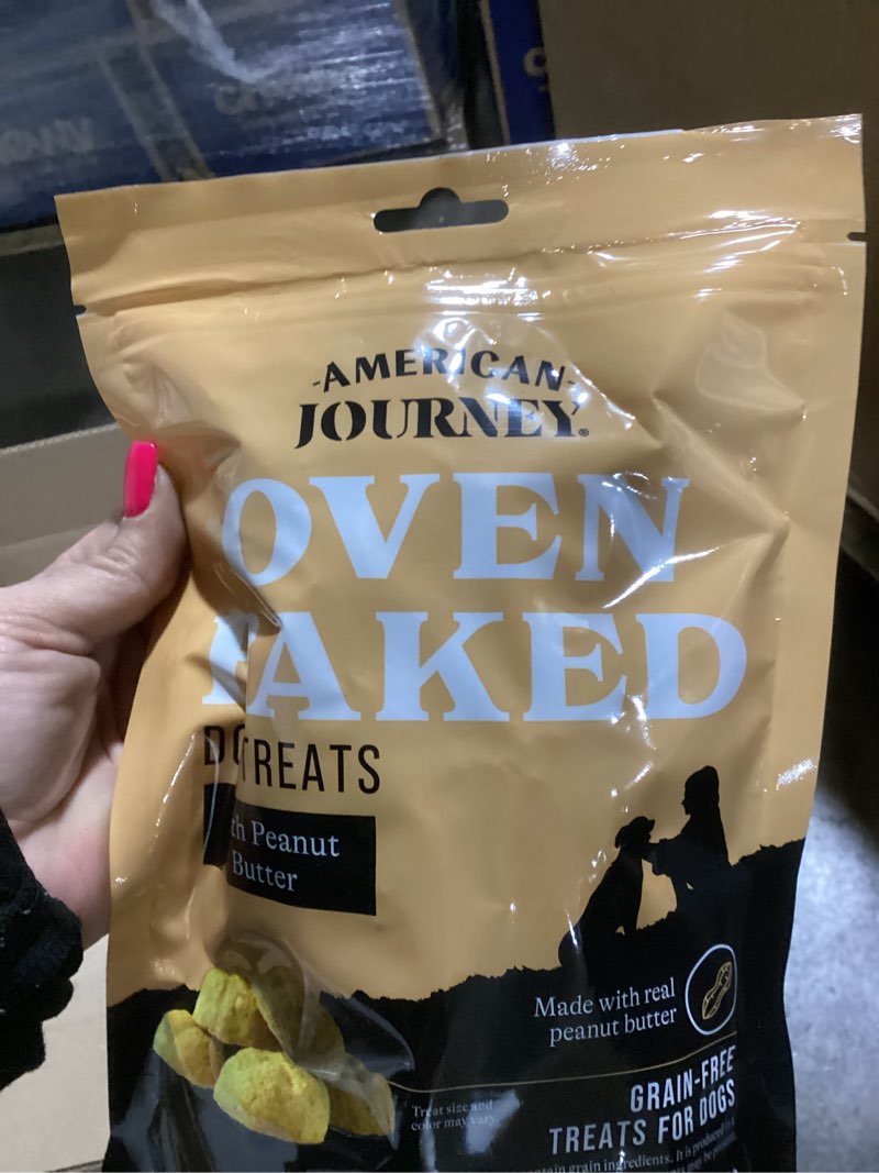 Condition photo showing New/Like New for American Journey Peanut Butter Recipe Grain-Free Oven Baked Crunchy Biscuit Dog Treats