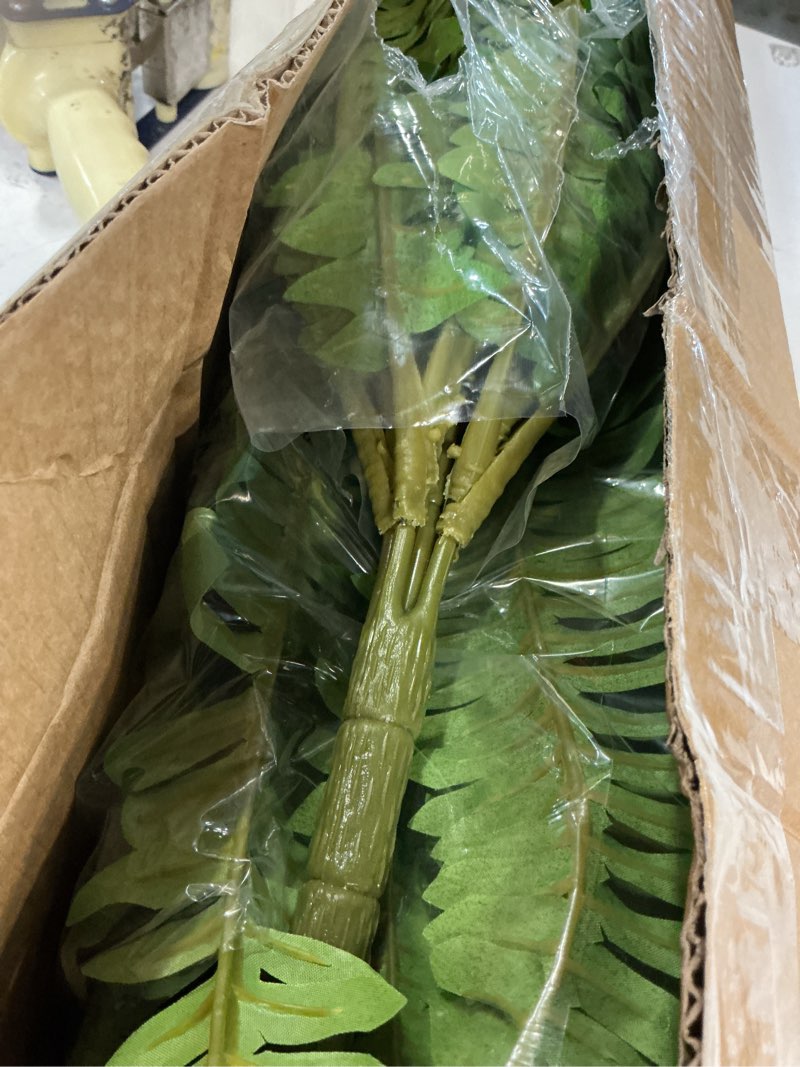 Condition photo showing Good Condition for forest prince 45" fake ferns, realistic large artificial bush plants, 2 artificial boston ferns with 59 fronds for outdoors planter indoor home garden porch decor