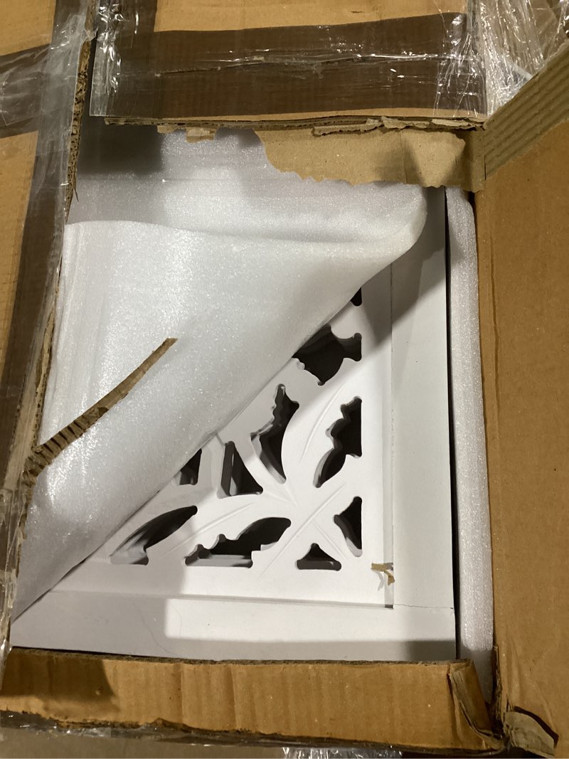 Condition photo showing As Is for free standing pet gate,dog gate indoor,dog gates for doorways,wooden dog gate,free standing dog gate,dog gate,pet gate,dog feeding station, 54" wide 24" tall, 3 panels white antique antique white 54"x24"