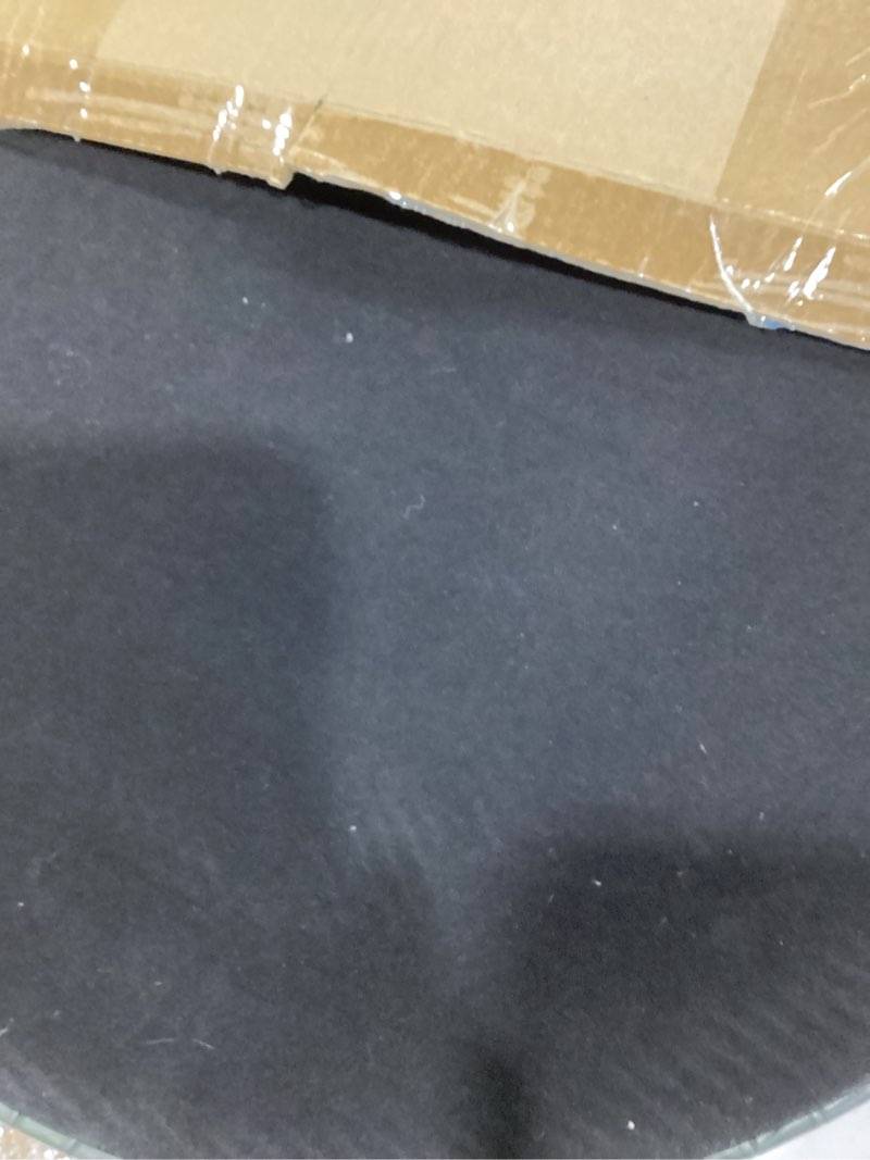 Condition photo showing Good Condition for HofferRuffer Round Serving Tray 20'', Elegant Faux Leather Circle Ottoman Table Tray, Serve Tea Coffee Breakfast in Bedroom Living Room Kitchen(Green, 20") Green 20"