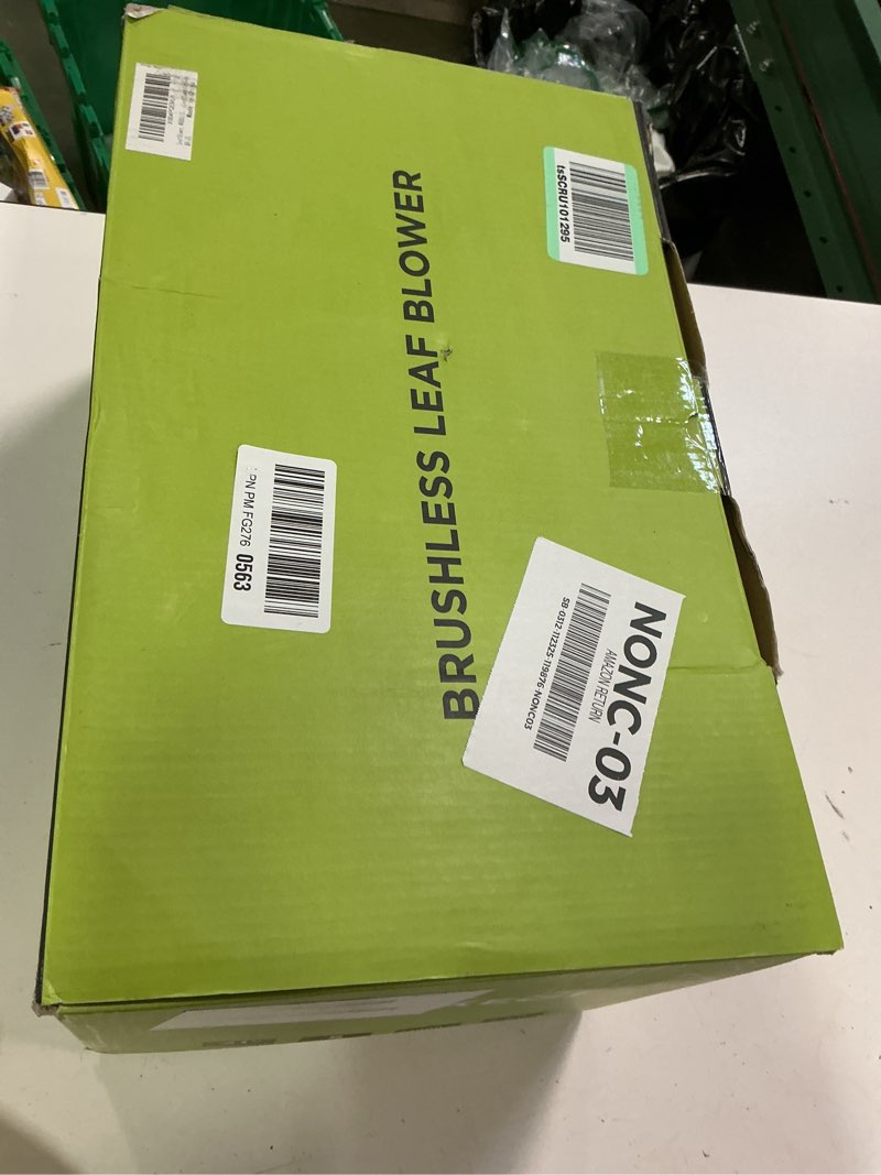 Condition photo showing Good Condition for Leaf Blower Cordless, WOKEGI 21V 2 x 4.0Ah Batteries and Fast Charger, with 5-Speeds & Turbo Mode Electric Cordless Leaf Blower, Brushless,3 Tubes for Patio,Lawn,Yard,Garage,Blowing Leaves, Dust, Snow