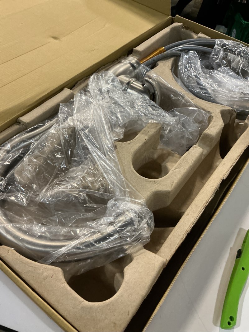 Condition photo showing As Is for Moen Arbor Spot Resist Stainless One-Handle Pulldown Kitchen Faucet with Sprayer and a Reflex Docking System, Kitchen Sink Faucet Featuring Power Boost for a Faster Clean, 7594SRS Stainless Standard