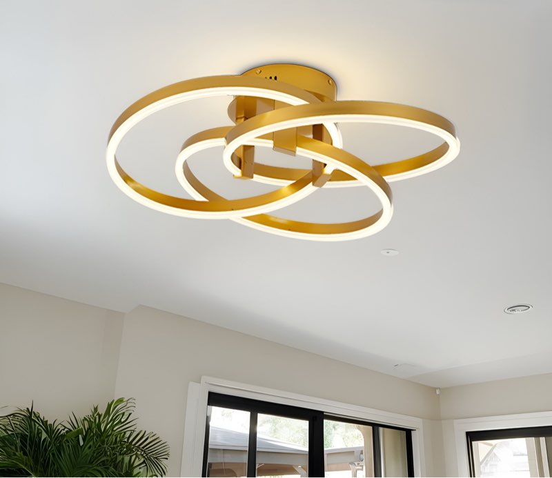 Jericia Simple 22 Inches Geometric Led Integrated Circular Semi Flush Mount