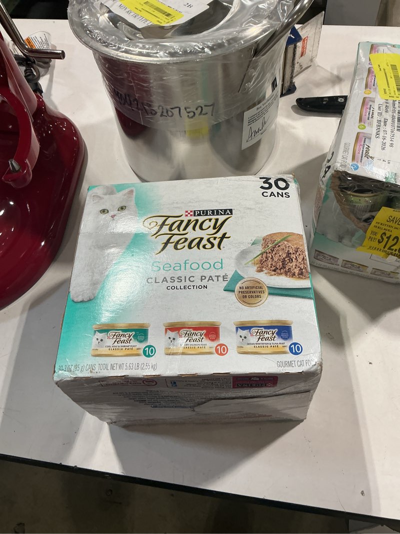 Condition photo showing Good Condition for fancy feast classic seafood feast variety pack canned cat food, 3-oz, case of 30