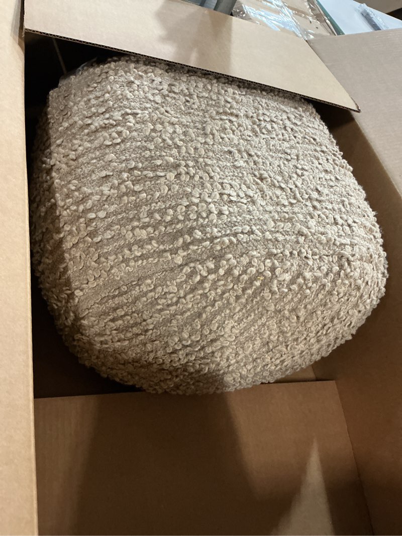 Condition photo showing Good Condition for anji mountain pouf ottoman foot rest, handmade ottoman pouf, comfortable foot stool, decorative floor seating for living room decor, bedroom & home décor accent - artisan curl