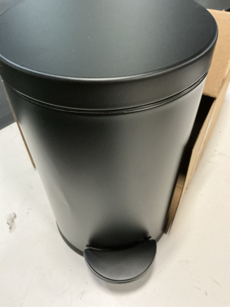 Condition photo showing Good Condition for cesun 1.2 gallons small black trash can, bathroom garbage can with lid and foot pedal, mini round wastebasket for bathroom, bedroom, office, 4.5 liters / 1.2 gallons, matte black
