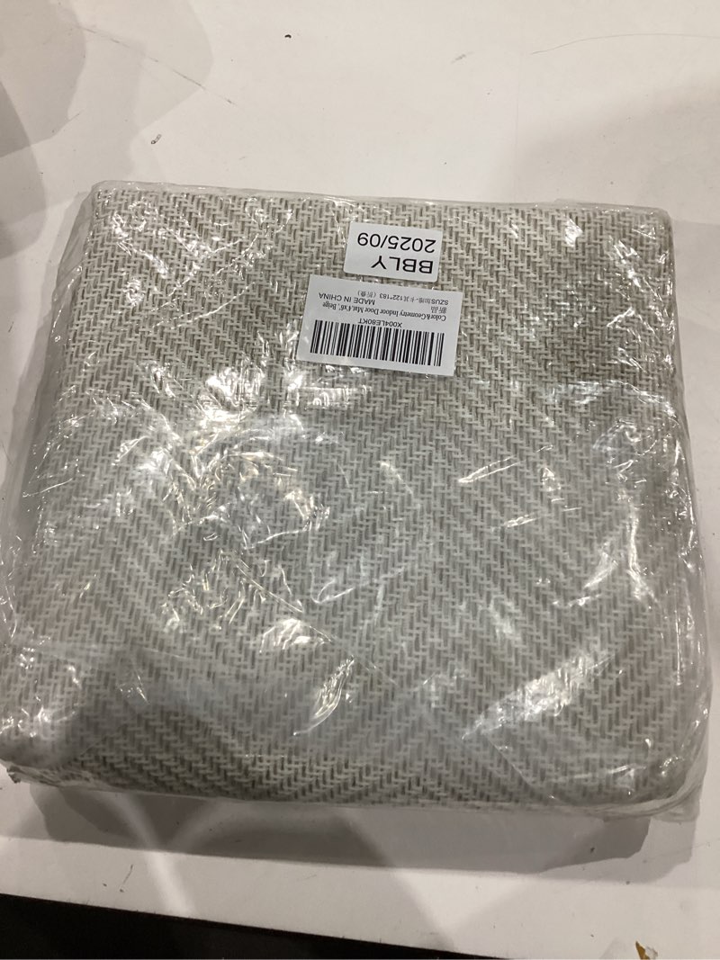 Condition photo showing Good Condition for color&geometry extremely white beige ultra thin indoor door mat 48"x72", machine washable front door mat non slip, low profile entrance mat indoor, absorbent carpet for inside, entry, entryway (fold) white beige 4' x 6' (rectangular)fold
