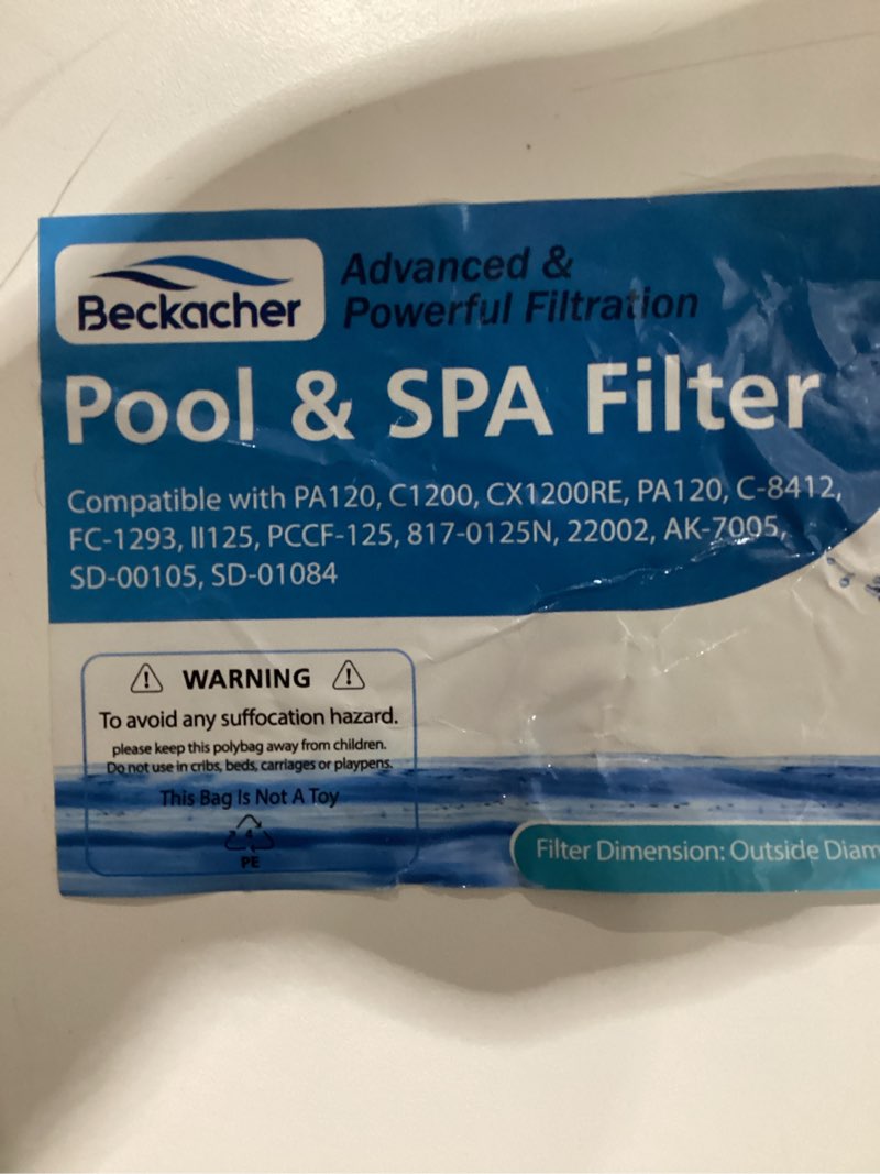 Beckacher pool & spa filter, see photos for compatibility