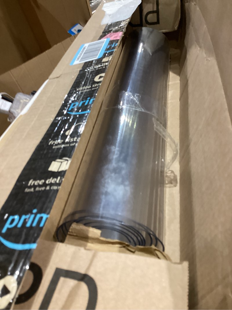 Condition photo showing As Is for Royhom Clear Table Protector 20 x 72 Inch - 2mm Thick Plastic Table Cover, Clear Table Cover Protector Rectangle, Waterproof PVC Desk Mat for Coffee Table, Writing Desk, Dining Room, Dresser 20" x 72" (Rectangular) Clear 2mm