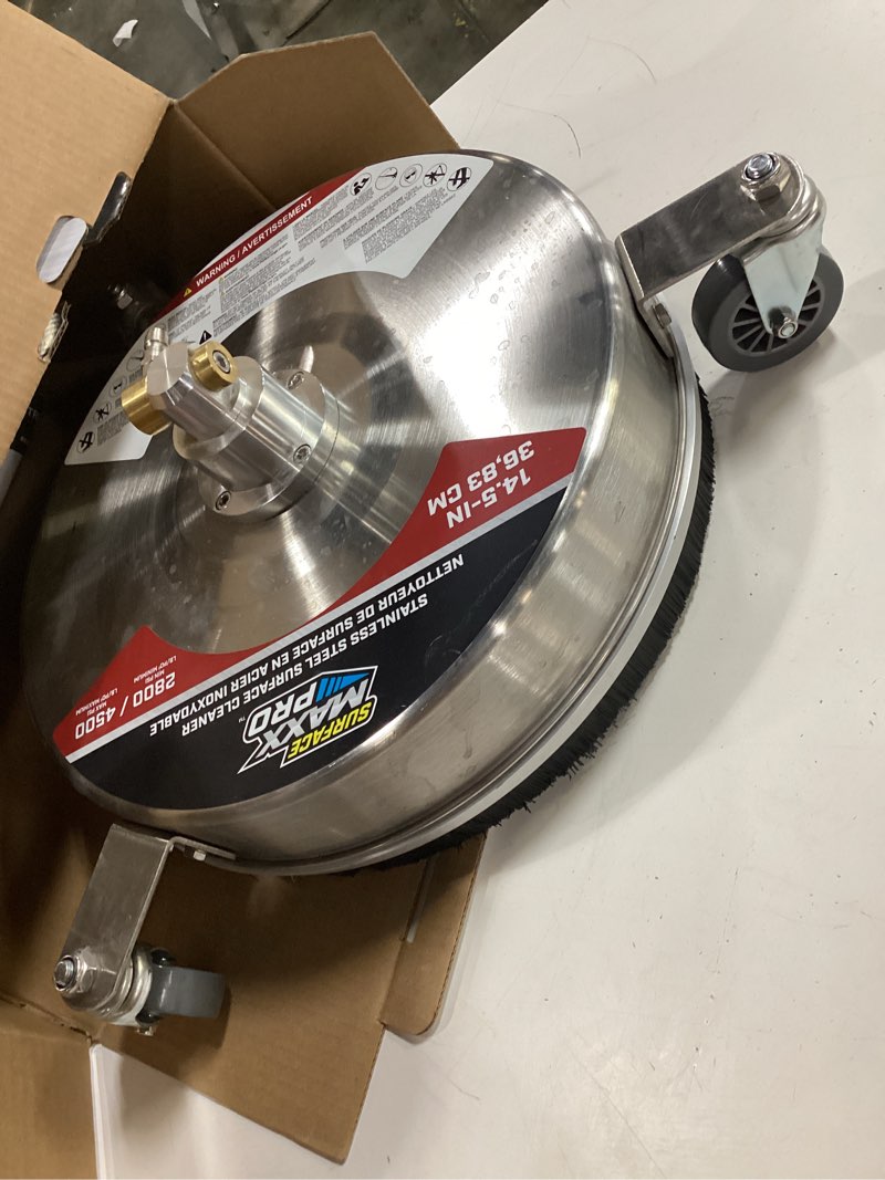 Condition photo showing As Is for surfacemaxx 14.5-in up to 4500 psi rotating surface cleaner for gas pressure washers