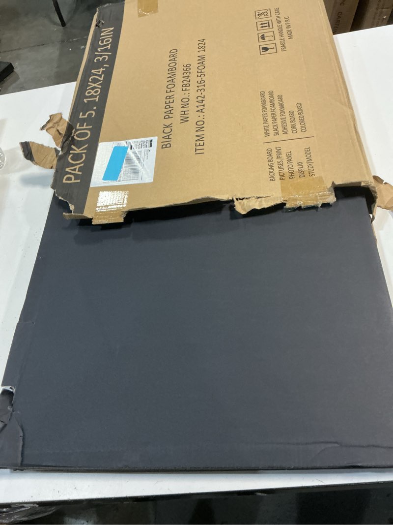 Condition photo showing As Is for golden state art 18x24 black foam boards 3/16" thickness 5 pack | acid free, warp-resistant, polystyrene, for modeling, projects, drawing, pictures, decorations & craft display