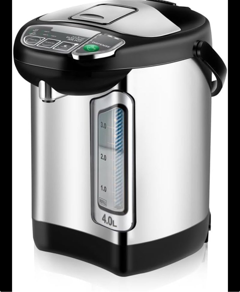 NutriChef Electric Water Boiler and Warmer - 4L/4.2Qt Stainless Steel Electric Hot Water Dispenser w/Rotating Base, Auto Shut Off, Safety Lock, Instant Heating for Coffee & Tea (NCHUB24) 4.2 Quarts