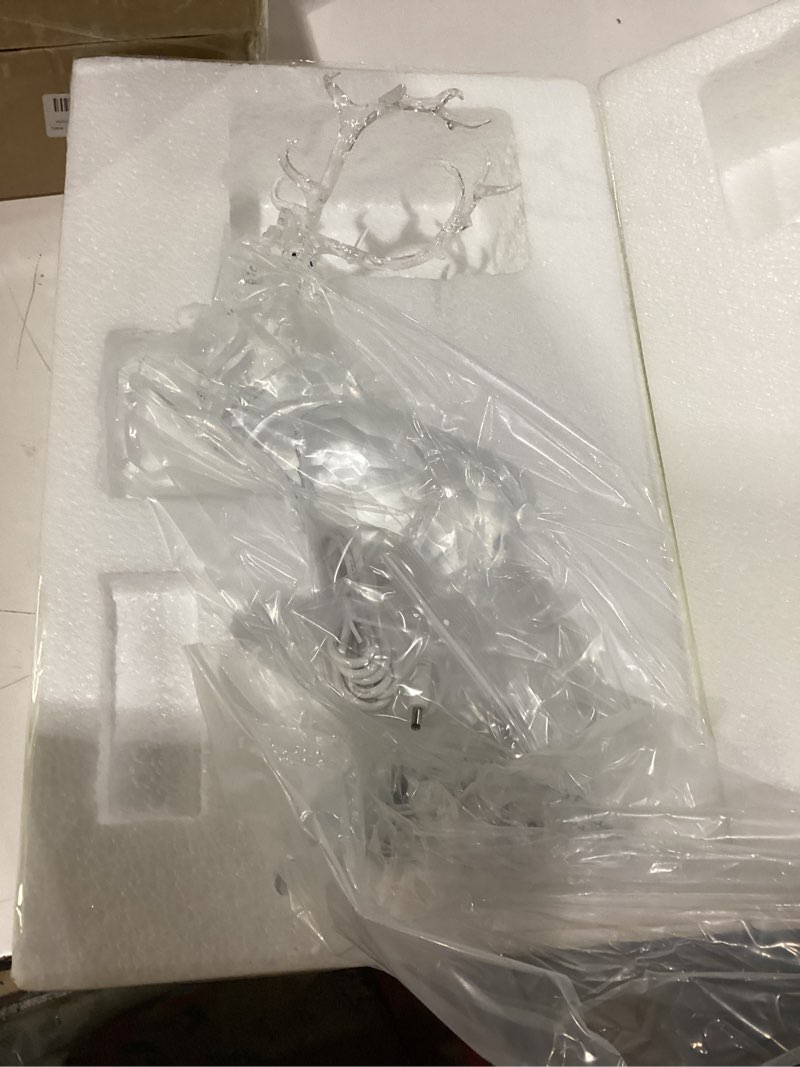 Condition photo showing New/Like New for XMGZQ 13.3" Tall White Acrylic Christmas Reindeer Figurines with LED Light, Large Deer Statues Sculpture Tabletop Ornaments for Luxurious Simple Style Ideas,Suitable for Living Room Fireplace
