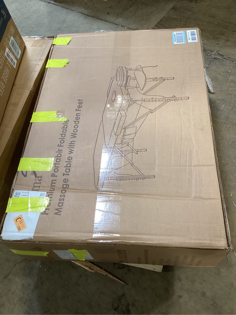 Condition photo showing Good Condition for civama massage table massage bed portable, 29 lbs light weight 2 section foldable tattoo bed facial care spa lash bed height adjustable sturdy wooden frame with accessories carrying bag, black black (wood leg)