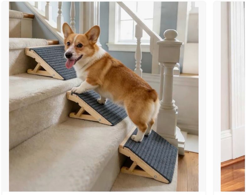 3 pack wooden dog ramp for stairs,friendly to short-legged/small/injured/aged dogs with high support