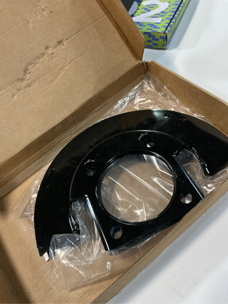 Condition photo showing As Is for front driver and passenger side brake dust shield for chevy gmc silverado sierra 1500 2500 3500 hd avalanche suburban yukon xl 2500 express savana 2500 3500 with heavy duty brakes