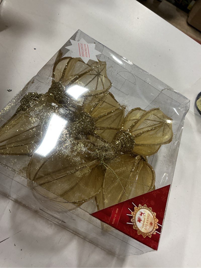 Condition photo showing New/Like New for Christmas Ball Ornaments, 6pc Set Gold Rugby,Round Ball, Diamond Pendant Christmas Decorations Hanging,Suitable for Gifting Xmas Tree Decorations Wedding Party Holiday