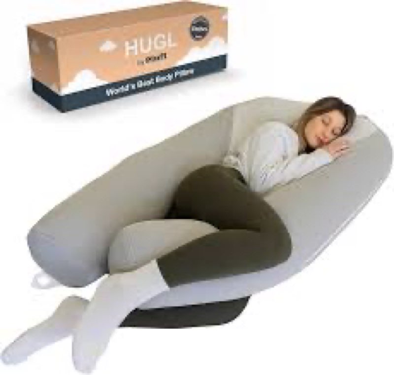 plufl hugl cooling body pillow for adults made with cloudsupport fill | u shaped maternity pillows g