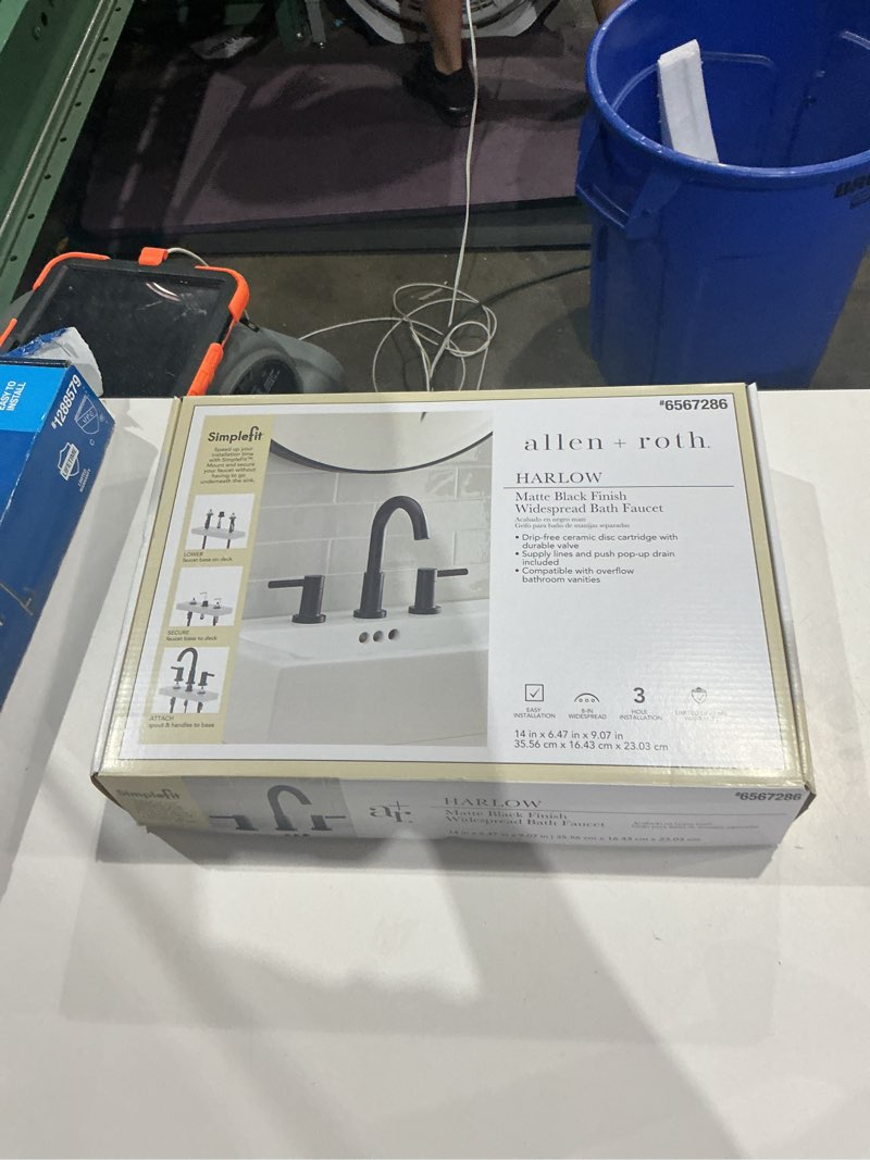 Condition photo showing Good Condition for 1k+ bought last week allen + roth harlow simplefit matte black widespread 2-handle watersense mid
