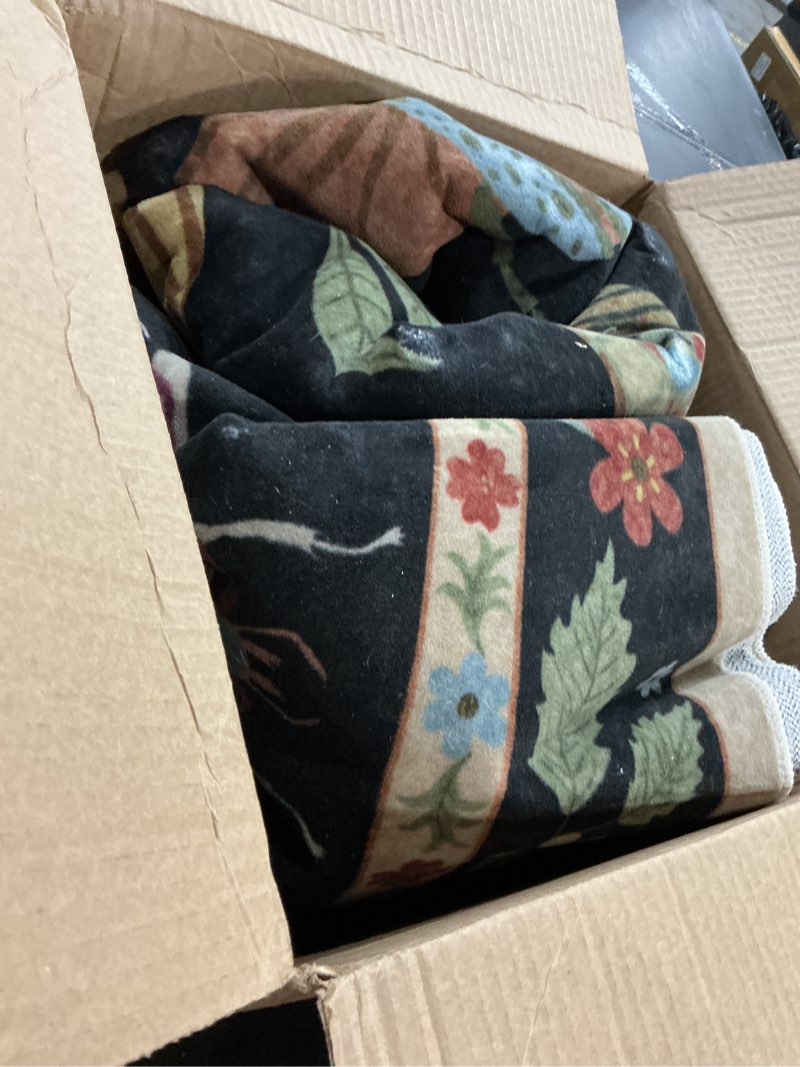 Condition photo showing As Is for Lahome Insect 5x7 Area Rugs for Living Room, Soft Washable Rugs for Bedroom Ultra-Thin Non Slip Black Rug, Stain Resistant Throw Rug Carpet for Office Nursery Dining Room Vionnet(5'x7',Black)