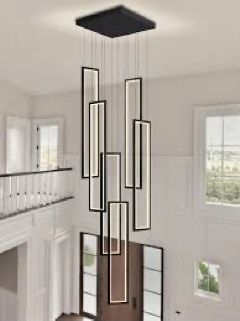 flashing god modern chandelier,black chandelier with 6 ring led foyer chandeliers,larger high ceilin