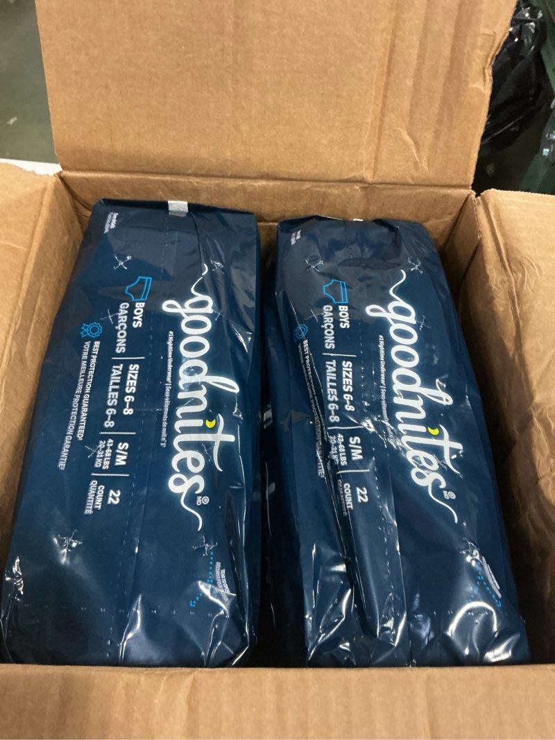 Condition photo showing New/Like New for Goodnites Boys' Nighttime Bedwetting Underwear, Size S/M (43-68 lbs), 44 Ct (2 Packs of 22), Packaging May Vary Small/Medium 44