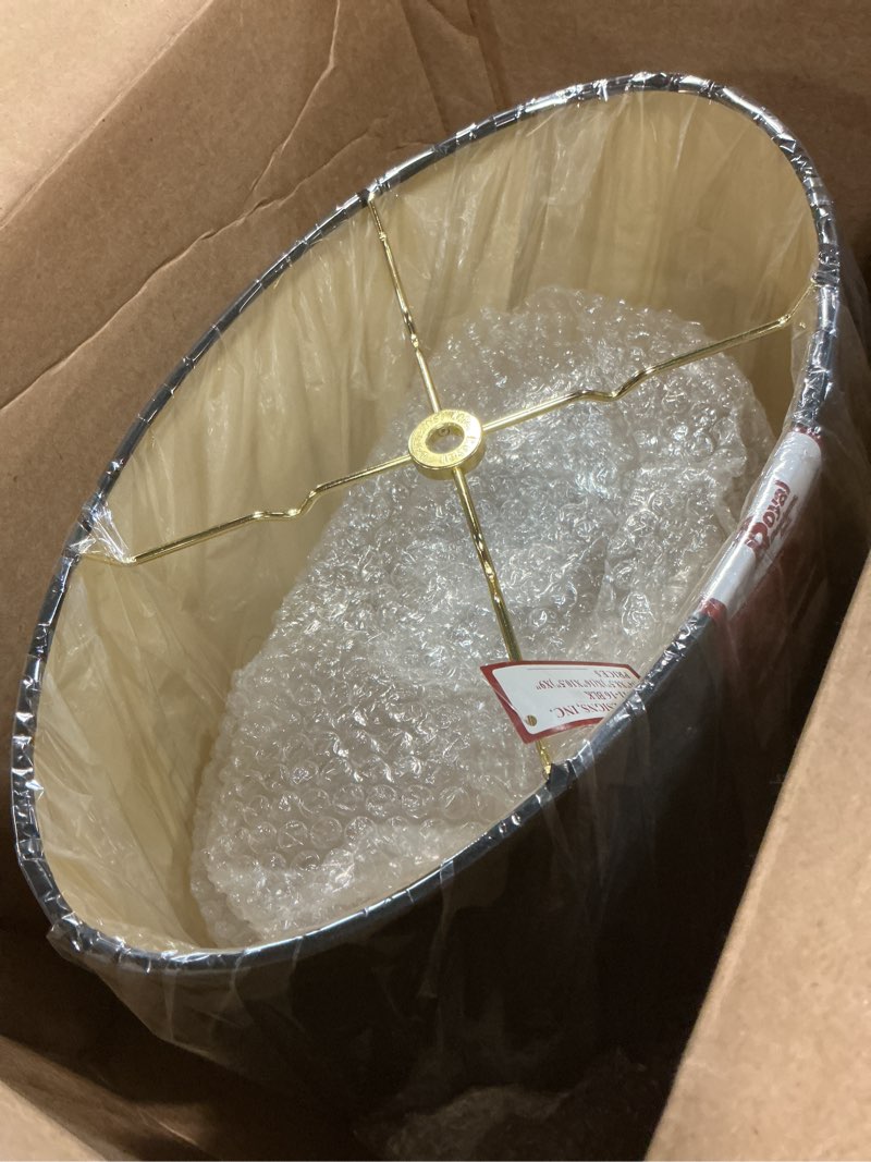 Condition photo showing Good Condition for royal designs, inc. shallow oval hardback lamp shade, hb-611-16blk/gl, black/gold, (14 x 8.5) x (16 x 10.5) x 9 14 x 16 x 9 black