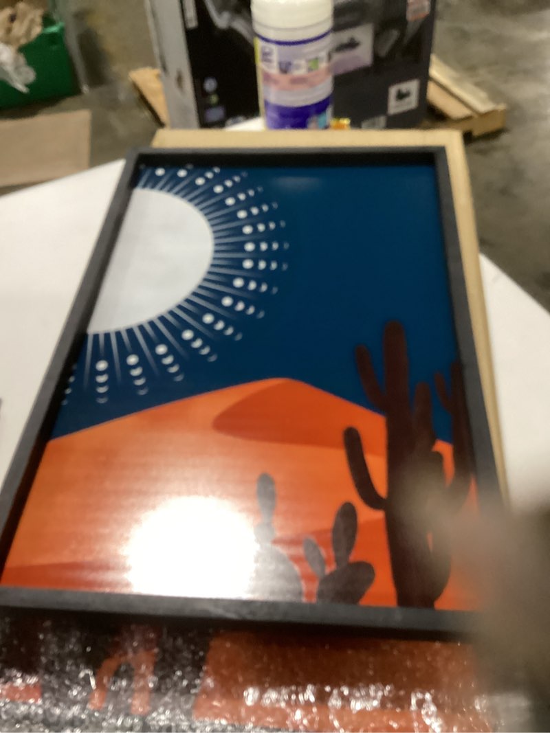 FZMHASLWW Boho Moon Sun Desert Cactus Wall Art Decor 24"X16" Set of 2 Day and Night Mid Century Mode