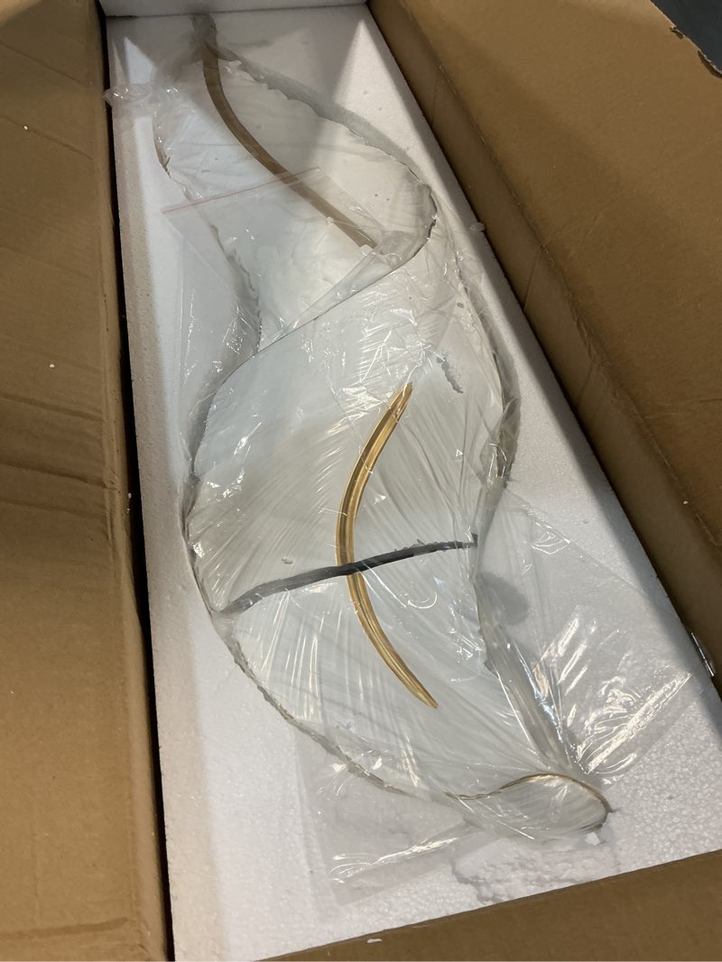 Condition photo showing New/Like New for djamel :creative wall sconce?white resin feather decorative wall light, led indoor living room wall mounted light fixture lamps for indoor living room bedroom hallway (l9.4*w2.7*h35.8”(l),)