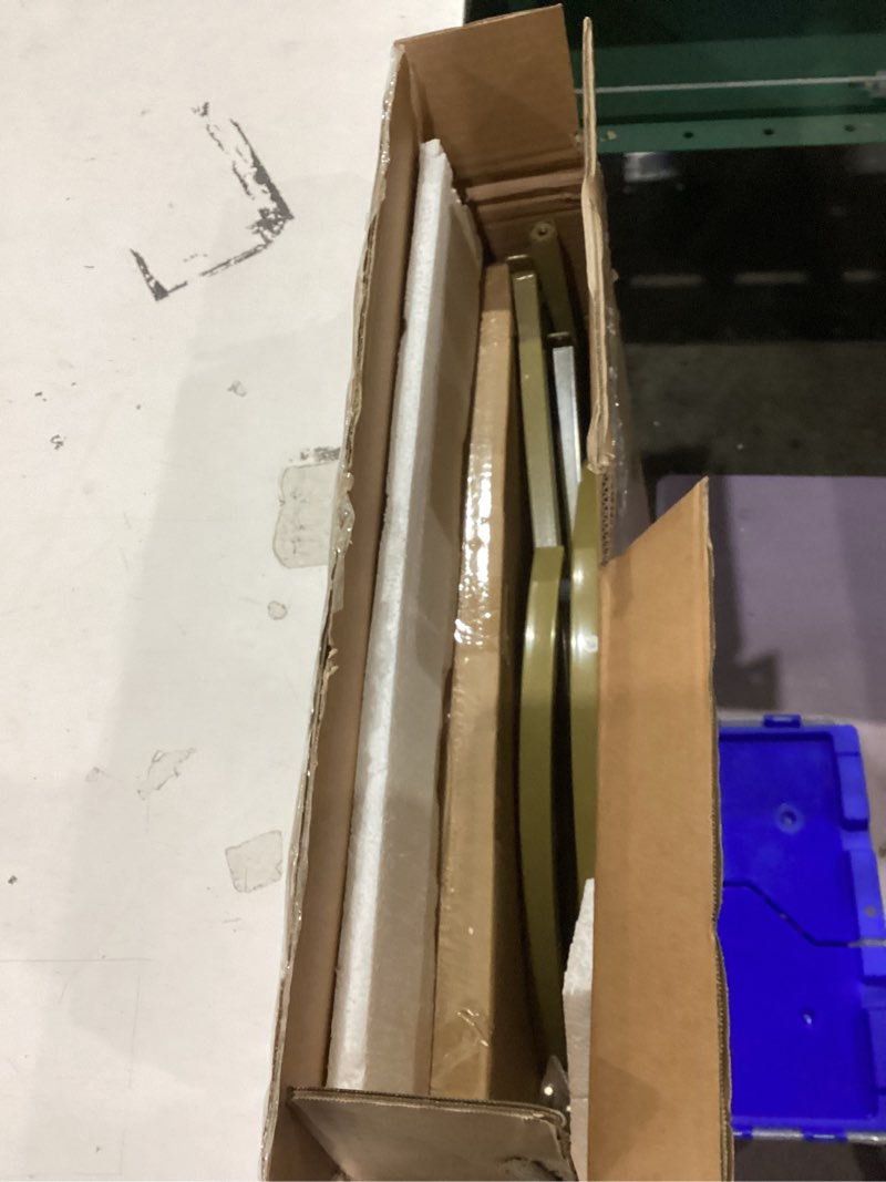 Condition photo showing As Is for Yaheetech Round Nesting Side Table Stacking Coffee Table, Set of 2 Circular End Tables w/Metal Frame & Tempered Glass Top & Protective Foot Pads for Small Space Living Room Office, Mustard Gold