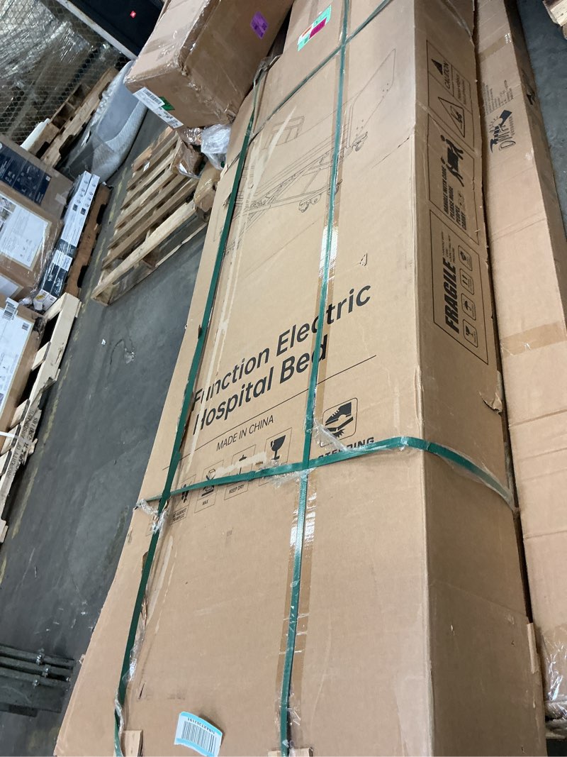 Condition photo showing Good Condition for real relax premium 3 function full electric hospital bed (with mattress), ultra low electric medical bed with 6" foam mattress, adjustable height 7.2”-27.7”, with locking casters, 530lbs loading