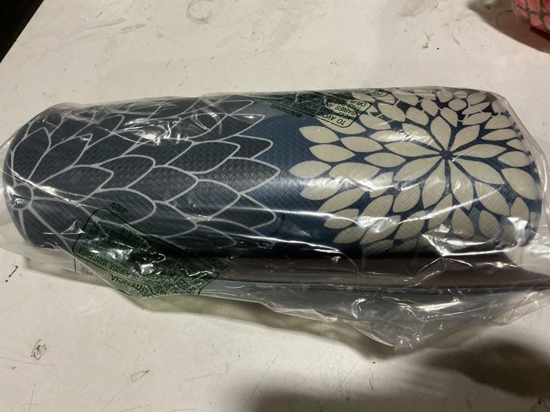 Condition photo showing Good Condition for kimode half circle kitchen mats for floor cushioned anti fatigue,semi round floral boho kitchen rug non slip,waterproof kitchen carpet decor for sink laundry bathroom,blue multi 28" x 18" (1 pc)--0.47 inches mutil-blue