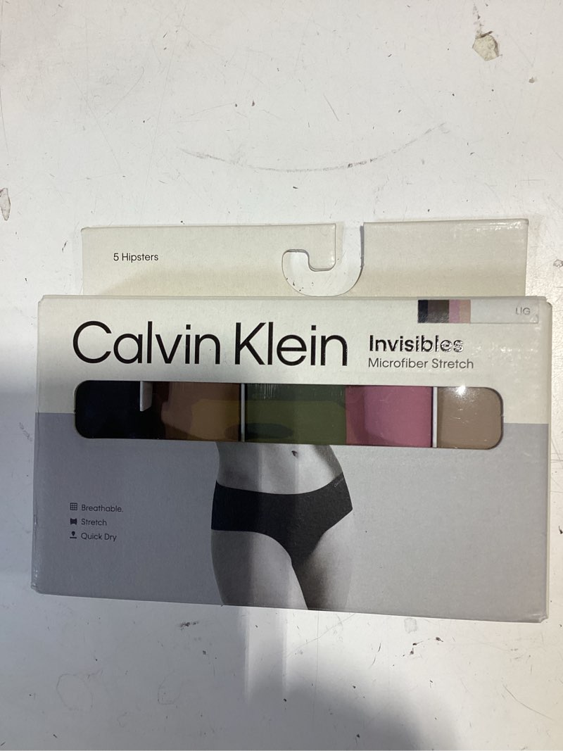 Condition photo showing Good Condition for calvin klein womens invisibles seamless hipster panties, multipack 5 shoreline/ botanical brown/ brush green/ soft mauve/ cedar large