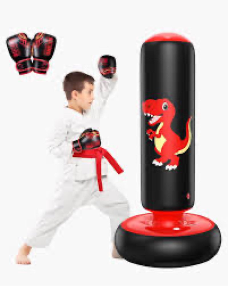 QPAU Inflatable Punching Bag, 48 Inch Stable Inflatable Boxing Bag for 3-6 Kids,Dinosaur Toy & Gifts