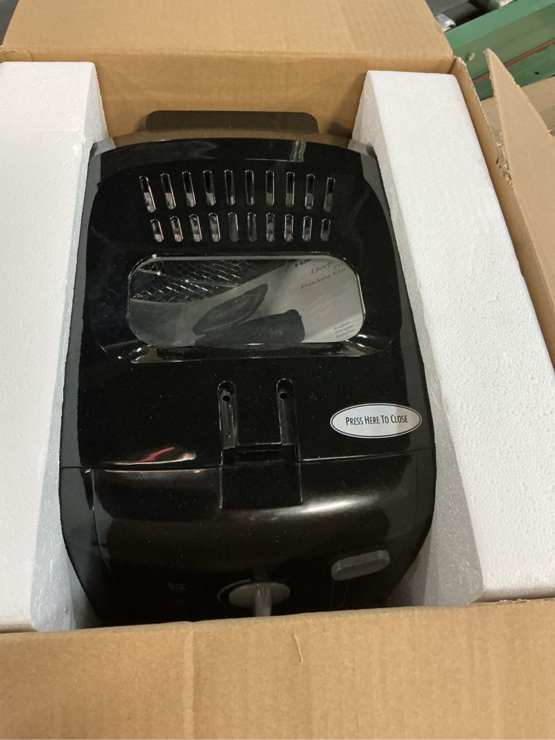 Condition photo showing Good Condition for Hamilton Beach Cool Touch Electric Deep Fryer with Basket and Lid, 2 Liters / 8 Cups Oil Capacity, Adjustable Temperature, 1500 Watts for Fast Heat-up, viewing Window Easy to Clean, Black (35021)