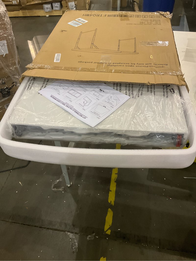 Condition photo showing New/Like New for SKOK 330lbs Folding Picnic Table 4/6/8 Foot Adjustable Height, 4/6/8FT Plastic Table Portable w/Handle, Utility Commercial Craft Sewing Card Table w/Heavy Duty Frame for Party Events 4FT-White