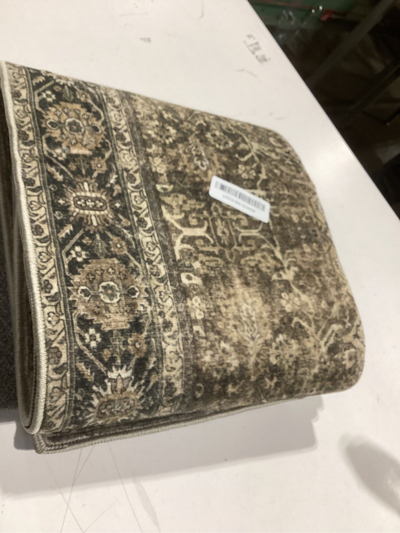 Condition photo showing Good Condition for brown runner rug 2'6"x14' vintage area carpet hallway long indoor kitchen washable living room low pile traditional distressed retro accent rug non slip laundry bathroom office dining room 2'6" x 14' (runner) accent brown