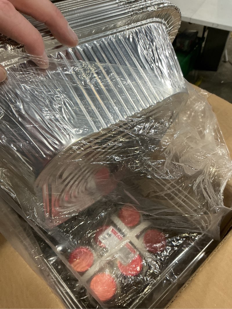 Condition photo showing New/Like New for alpha living 6 pack - disposable chafing dish buffet set, half size pans, welded body food warmers for parties, fuel cans complete set, warming trays complete kit (with racks)