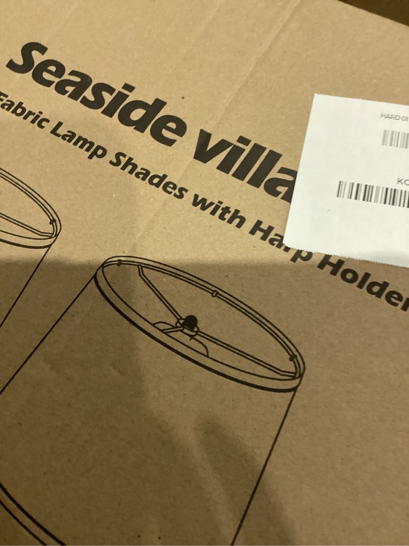 Condition photo showing As Is for Drum Lampshades Set of 2, 11.6" Top x 12.6" Bottom x 9.8" High Lamp Shades for Table Lamps, Bedside Lamps, Floor Lamps, Gray Fabric Lampshade, Easy Assembly Lamp shade Replacement, Spider Fitter