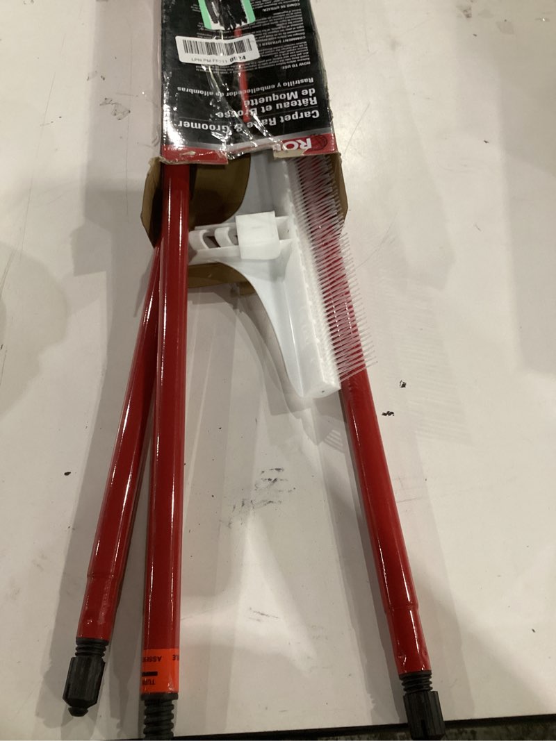 Condition photo showing As Is for roberts 12" carpet rake and groomer with 51" handle