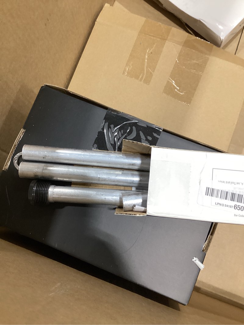 Condition photo showing As Is for 44" aluminum zinc anode rod, eau get rid of rotten egg smelling flexible water heater anode rod for ge, rheem, reliance,kenmore water heater including 27mm hex socket tool and teflon