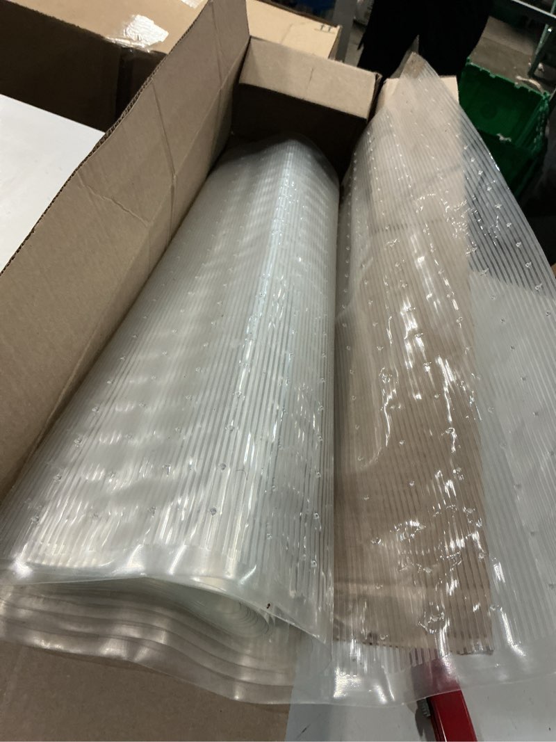 Condition photo showing As Is for plastic carpet protector 12ft clear carpet runner protector 27 inch wide non-slip plastic hallway runner for low pile rug runners protection for high traffic areas or entrance clear 2'3" x 12' (rectangular)